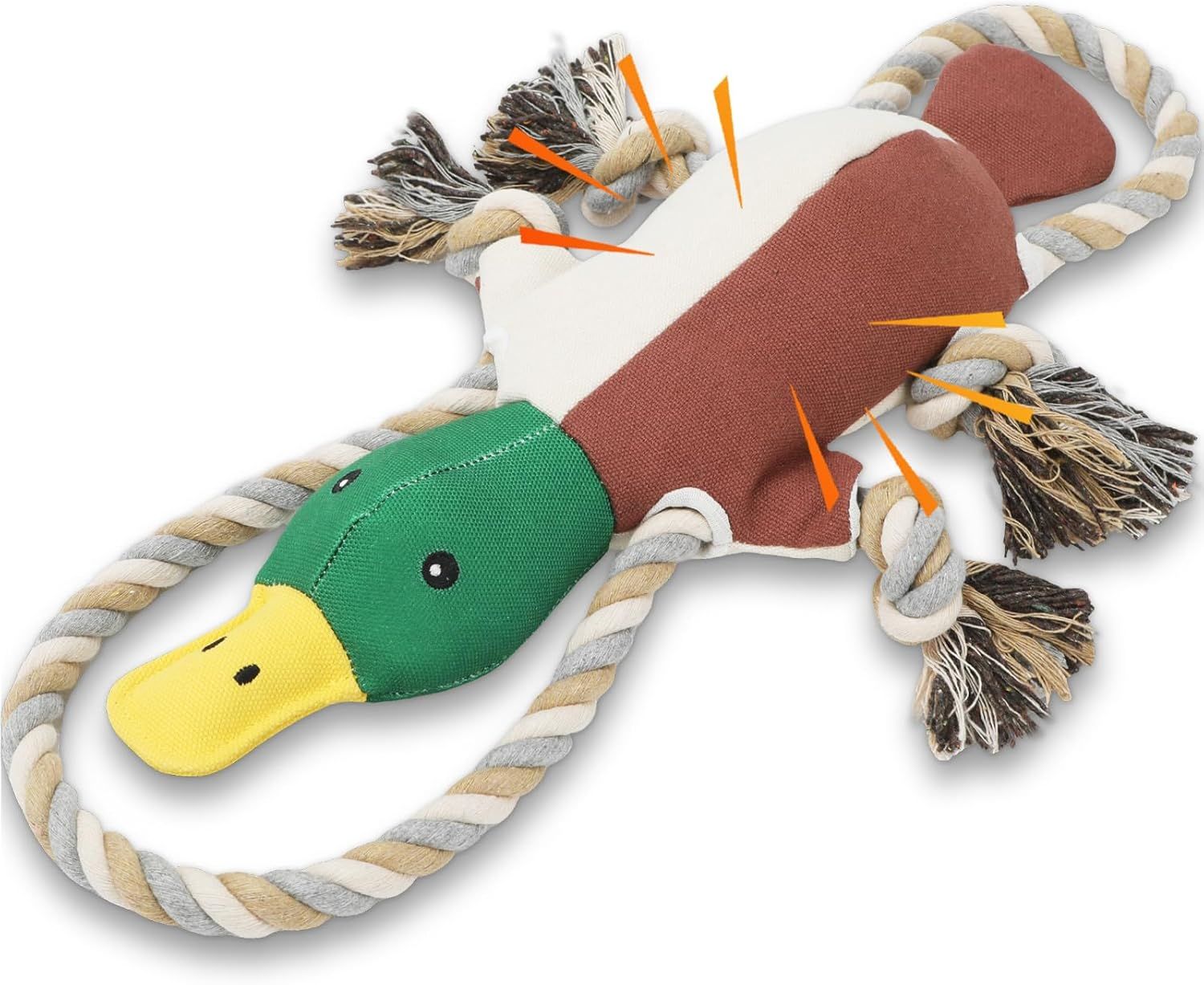 Duck-Shaped Tug Toy with Squeaker and Crinkle Paper for Dogs