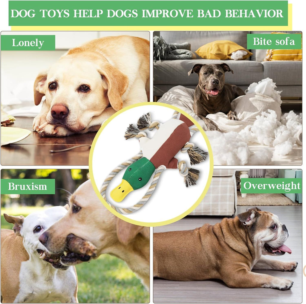 Duck-Shaped Tug Toy with Squeaker and Crinkle Paper for Dogs