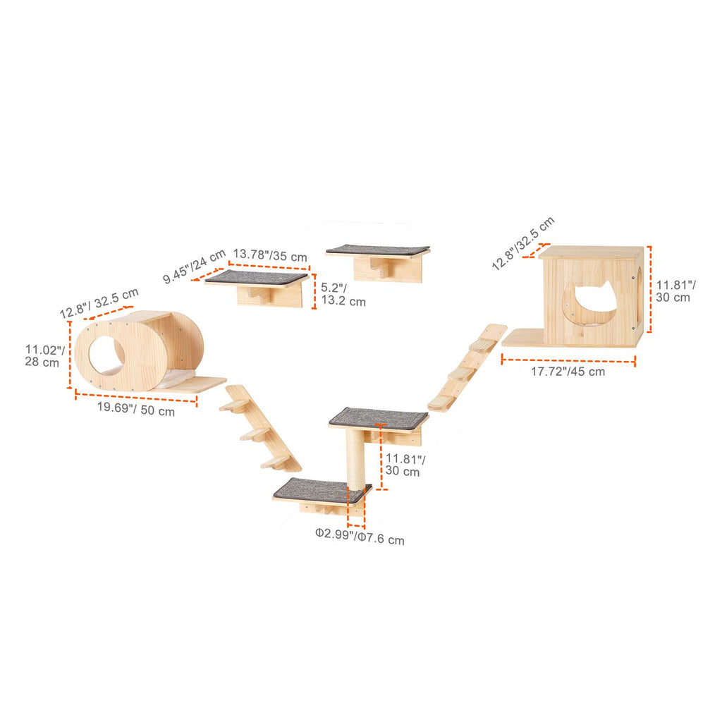 Wall Mounted Cat Shelves, Cat Wall Shelves and Perches with Jumping Boards, Cat Beds, Hammocks & Cat
