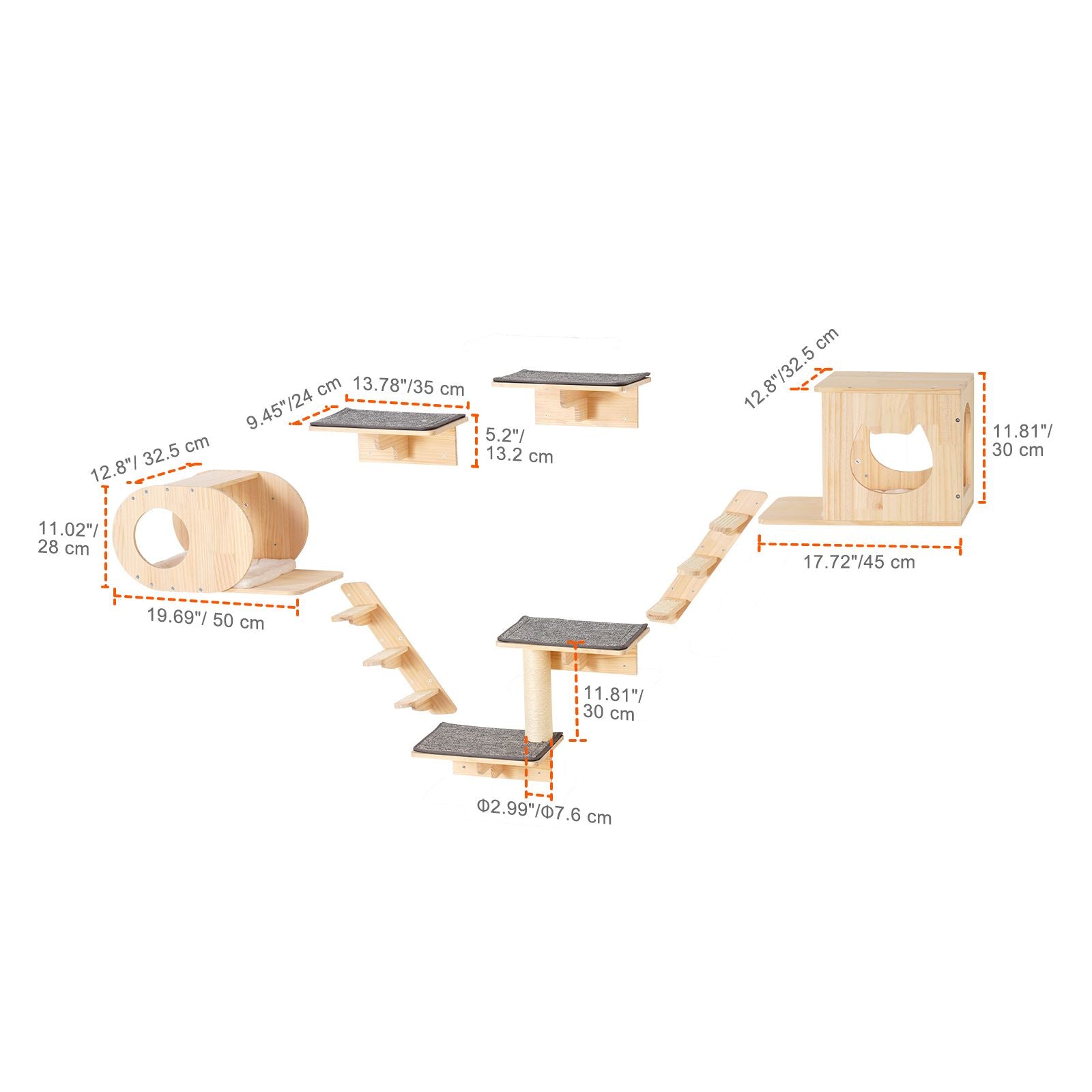Wall Mounted Cat Shelves, Cat Wall Shelves and Perches with Jumping Boards, Cat Beds, Hammocks & Cat