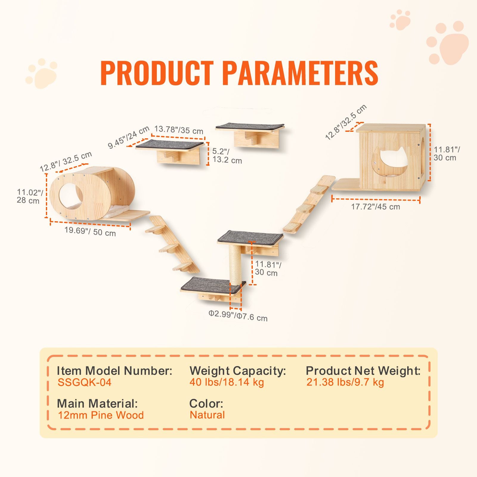 Wall Mounted Cat Shelves, Cat Wall Shelves and Perches with Jumping Boards, Cat Beds, Hammocks & Cat