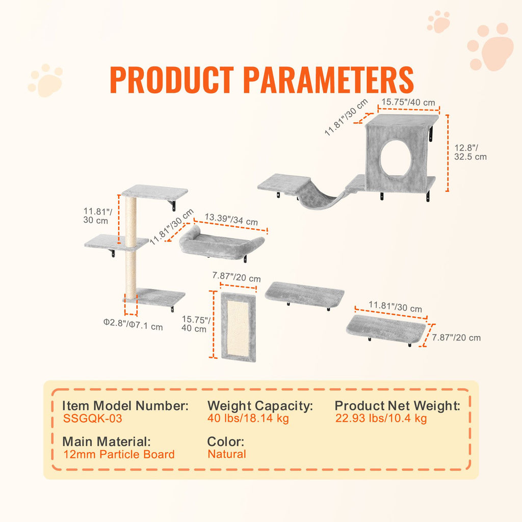 Give Your Cat a Vertical Playground with This 6-Piece Wall Shelf Set