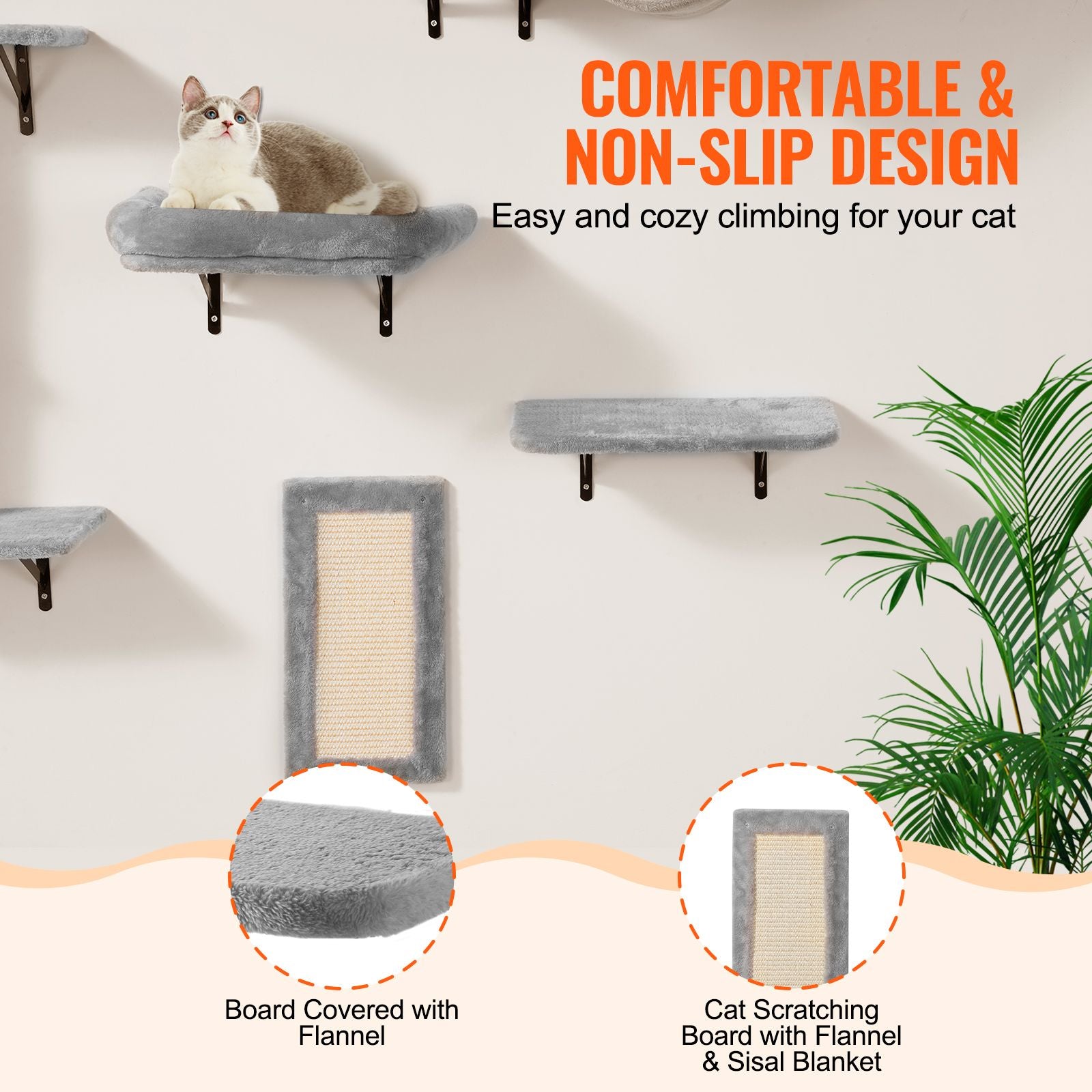 Give Your Cat a Vertical Playground with This 6-Piece Wall Shelf Set