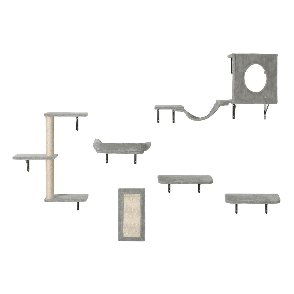 Give Your Cat a Vertical Playground with This 6-Piece Wall Shelf Set