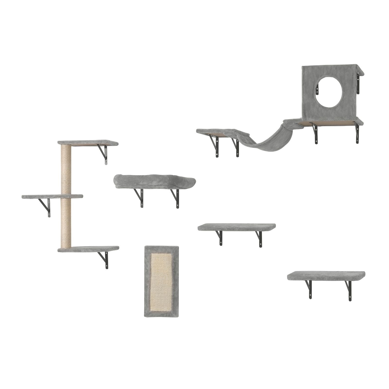Give Your Cat a Vertical Playground with This 6-Piece Wall Shelf Set