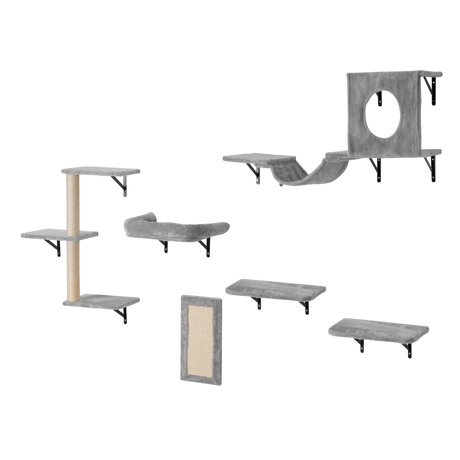 Give Your Cat a Vertical Playground with This 6-Piece Wall Shelf Set