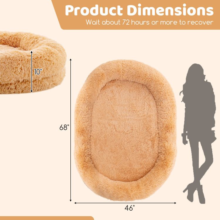 Human-Sized Dog Bed with Orthopedic Foam, Blanket & Pillow