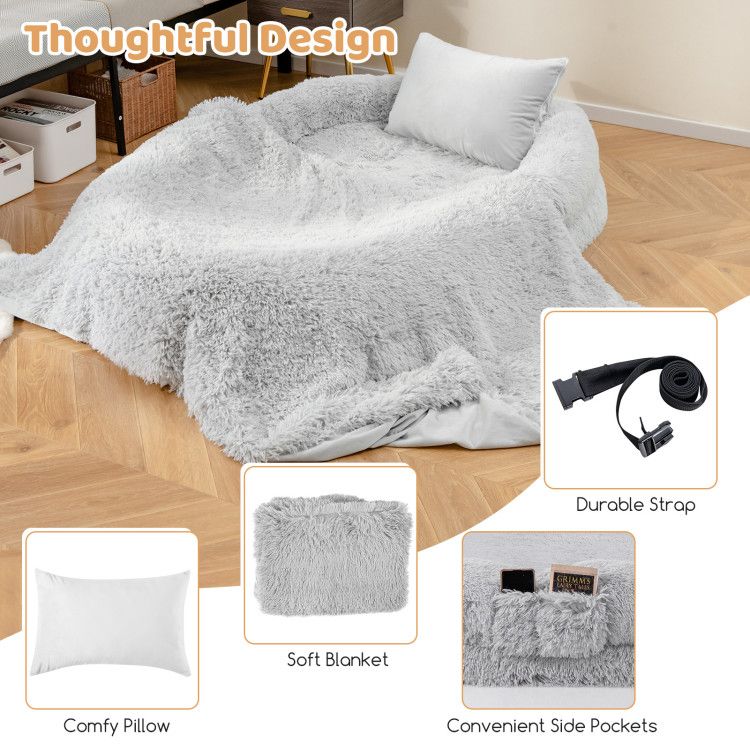 Human-Sized Dog Bed with Orthopedic Foam, Blanket & Pillow