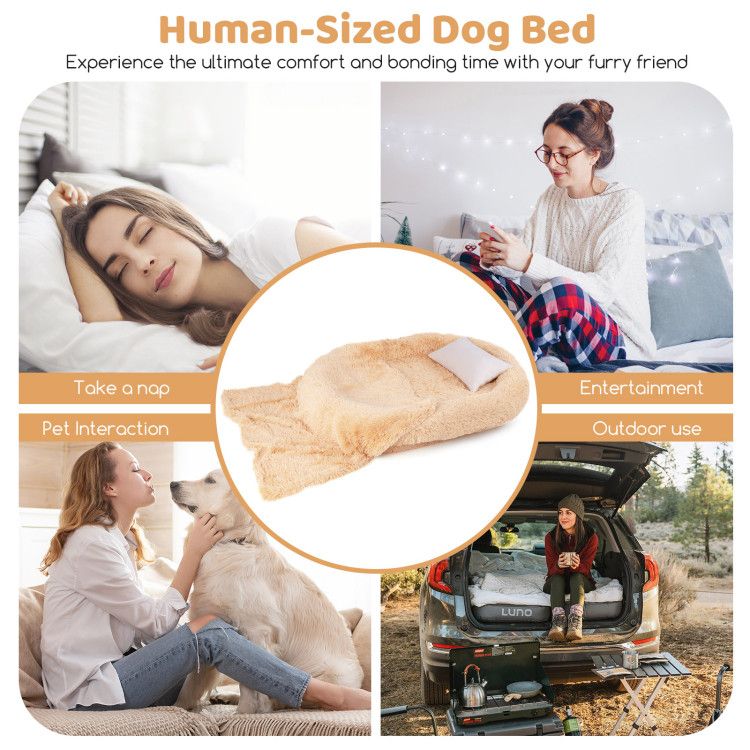 Human-Sized Dog Bed with Orthopedic Foam, Blanket & Pillow
