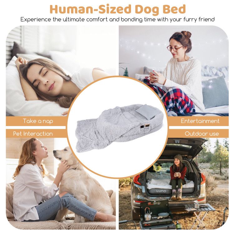 Human-Sized Dog Bed with Orthopedic Foam, Blanket & Pillow