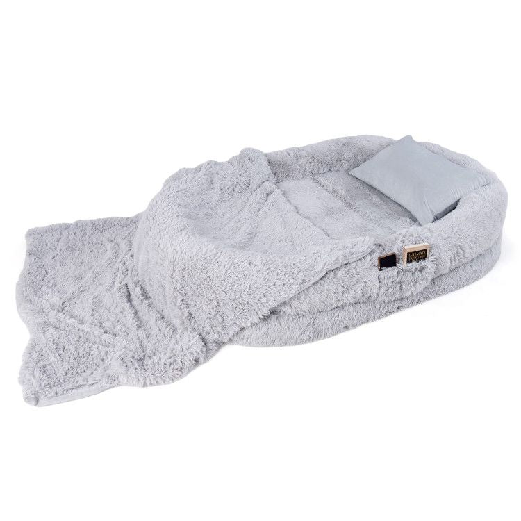 Human-Sized Dog Bed with Orthopedic Foam, Blanket & Pillow