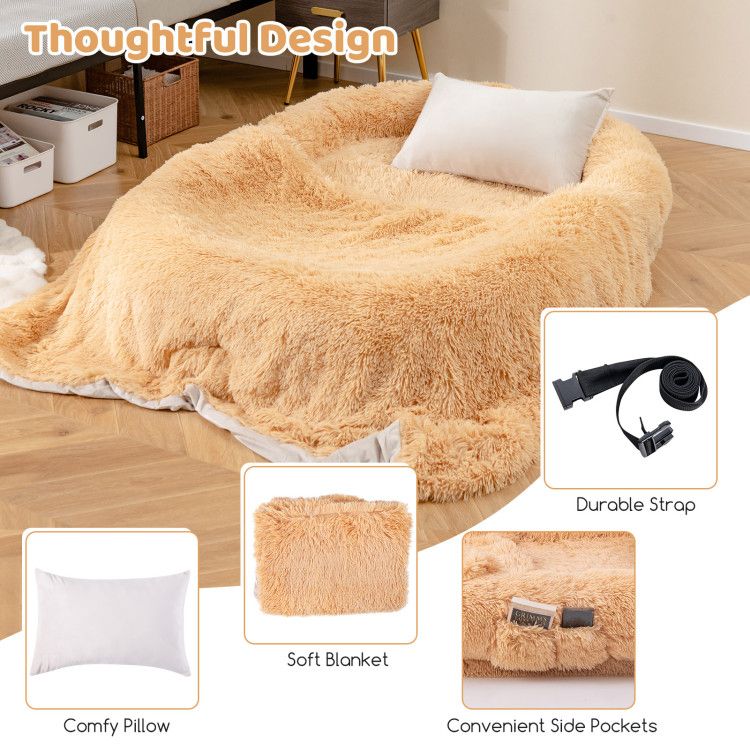 Human-Sized Dog Bed with Orthopedic Foam, Blanket & Pillow