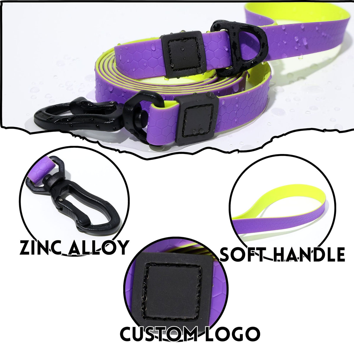 water-ready TPU Dog Leash & Collar Set | practical Honeycomb Texture Training Lead