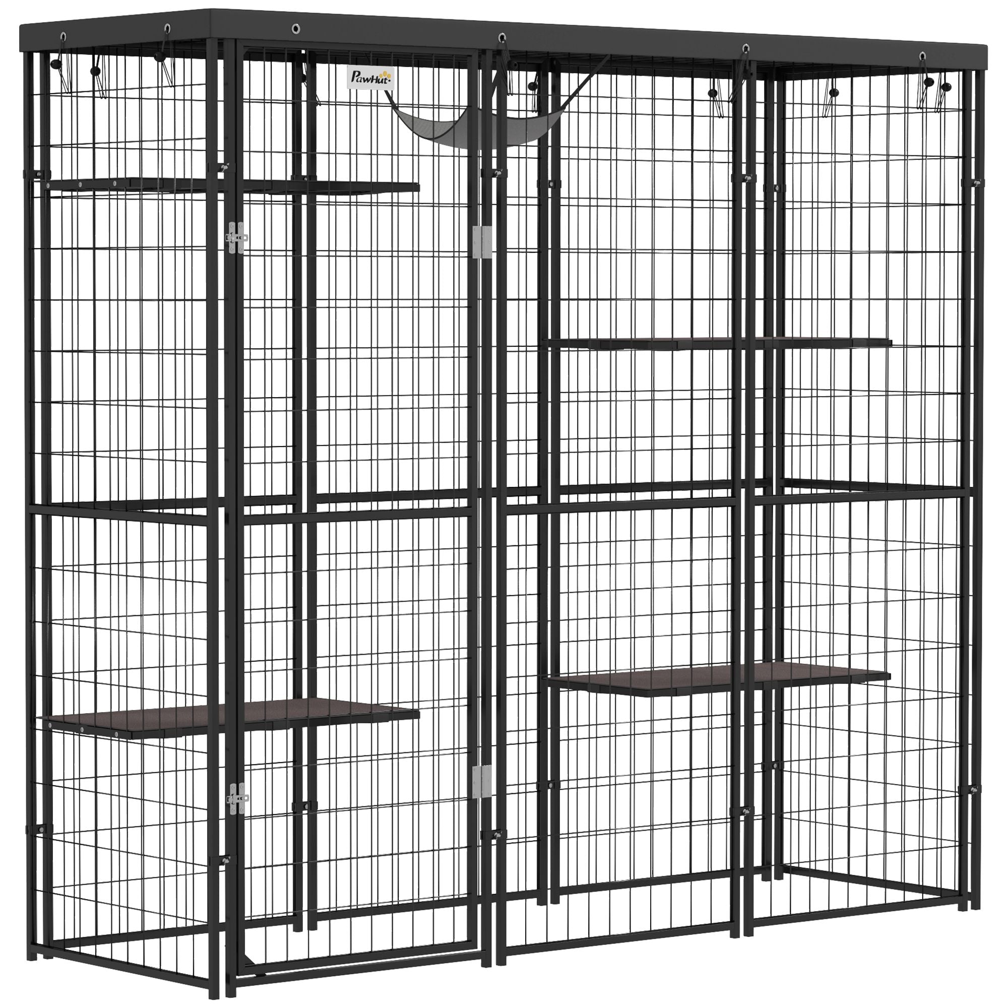 Spacious Outdoor Catio with water-ready Cover & Hammock for 1-3 Cats