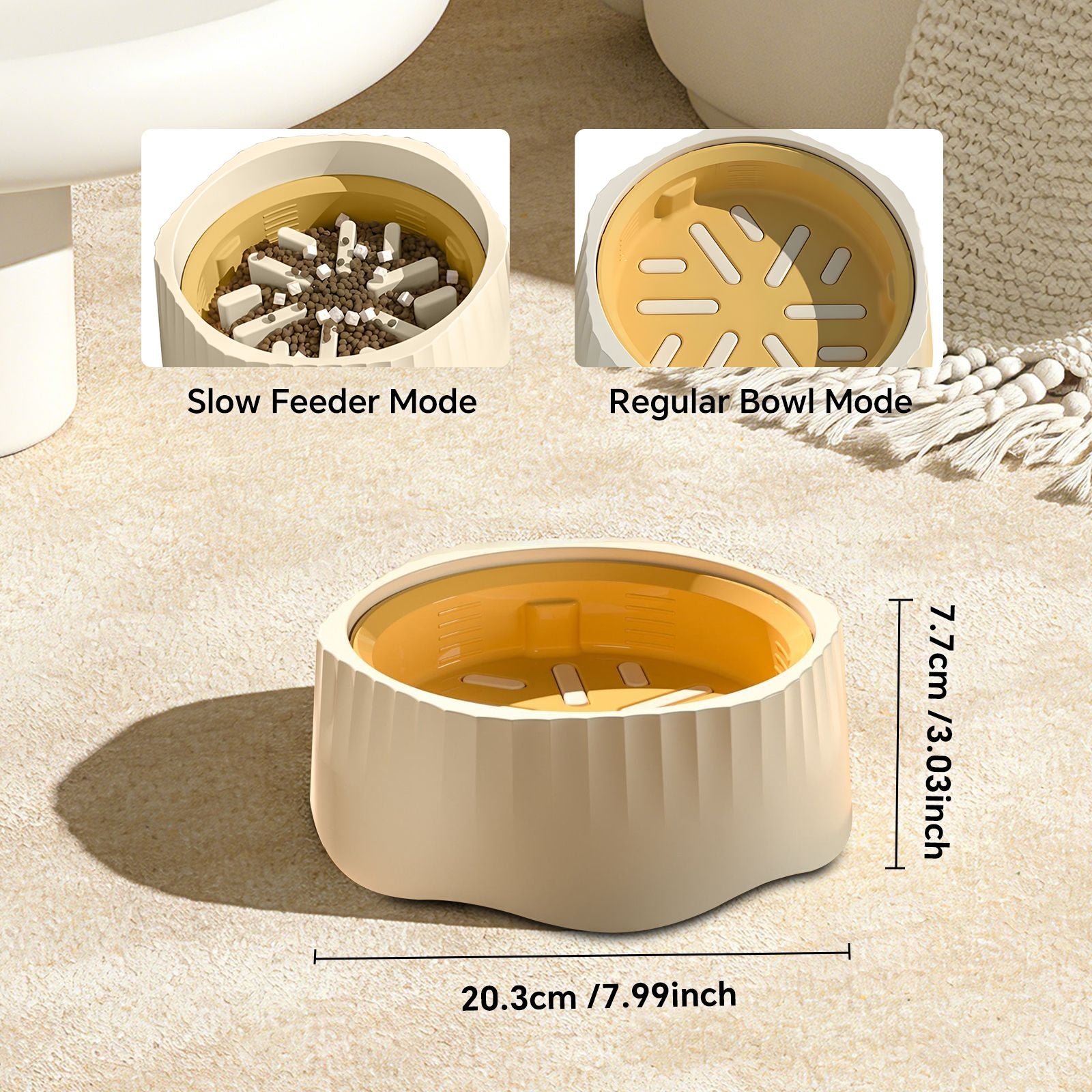 Switch Between Fast & Slow Feeding – Dual-Purpose Bowl for Happy Pets