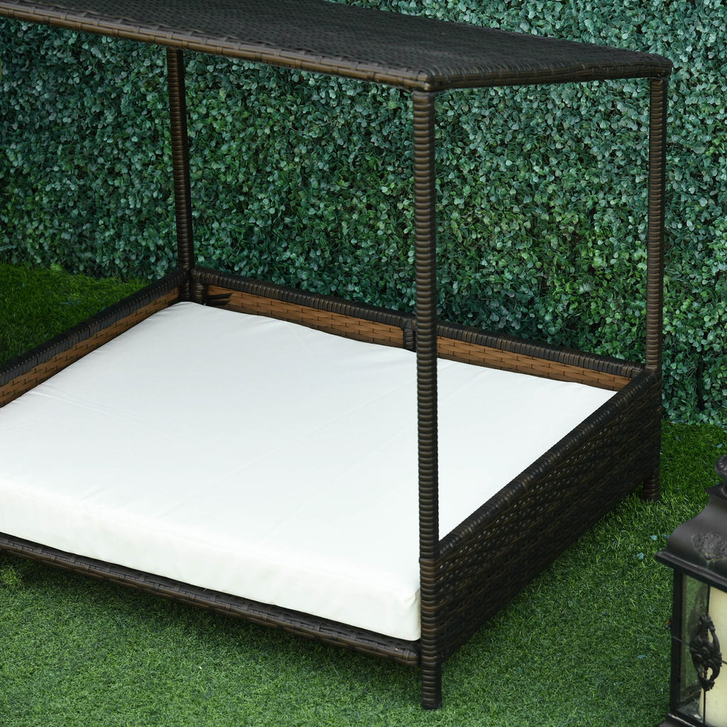Wicker Dog House with Cushion – Modern Rattan Pet Sofa for Indoor & Outdoor