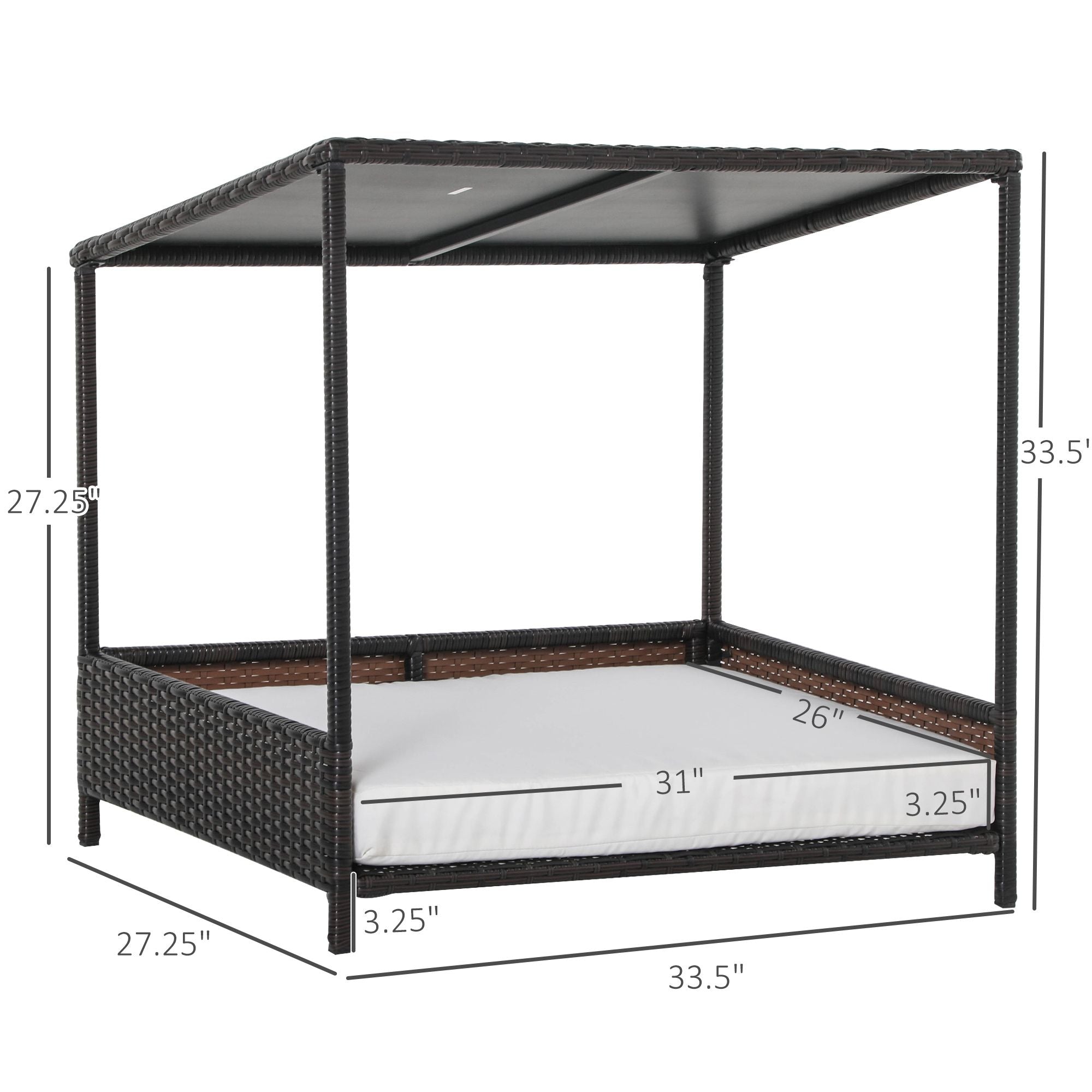 Wicker Dog House with Cushion – Modern Rattan Pet Sofa for Indoor & Outdoor