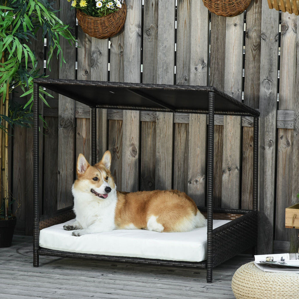 Wicker Dog House with Cushion – Modern Rattan Pet Sofa for Indoor & Outdoor