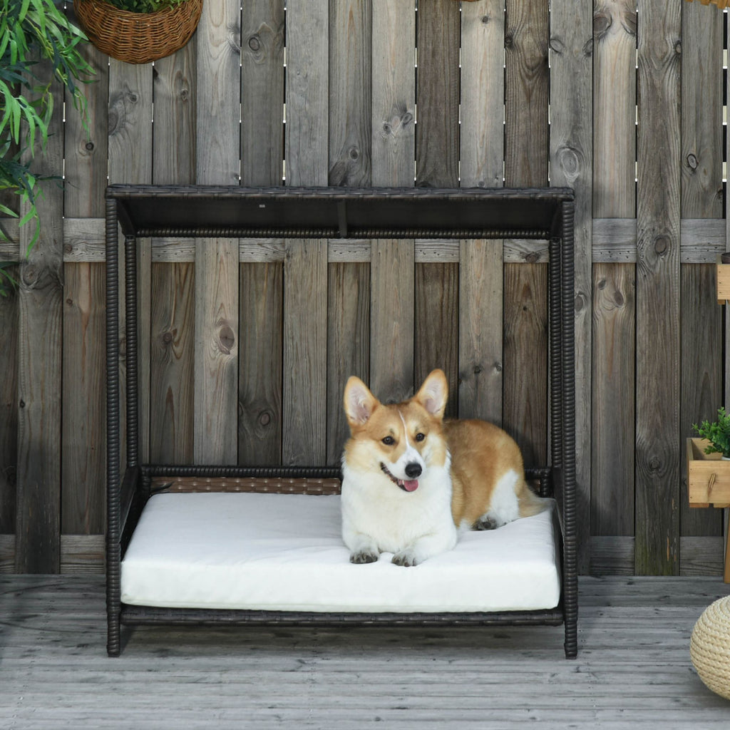 Wicker Dog House with Cushion – Modern Rattan Pet Sofa for Indoor & Outdoor