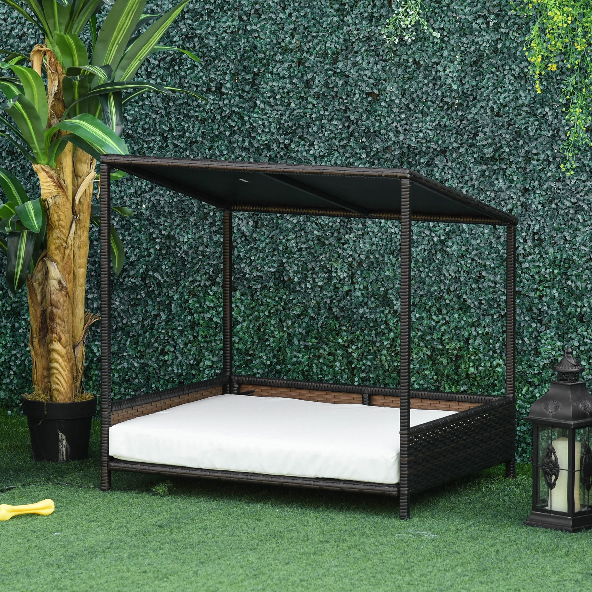 Wicker Dog House with Cushion – Modern Rattan Pet Sofa for Indoor & Outdoor