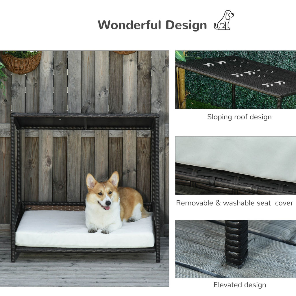 Wicker Dog House with Cushion – Modern Rattan Pet Sofa for Indoor & Outdoor