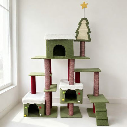 Festive Christmas Cat Tree with Multi-Level Fun