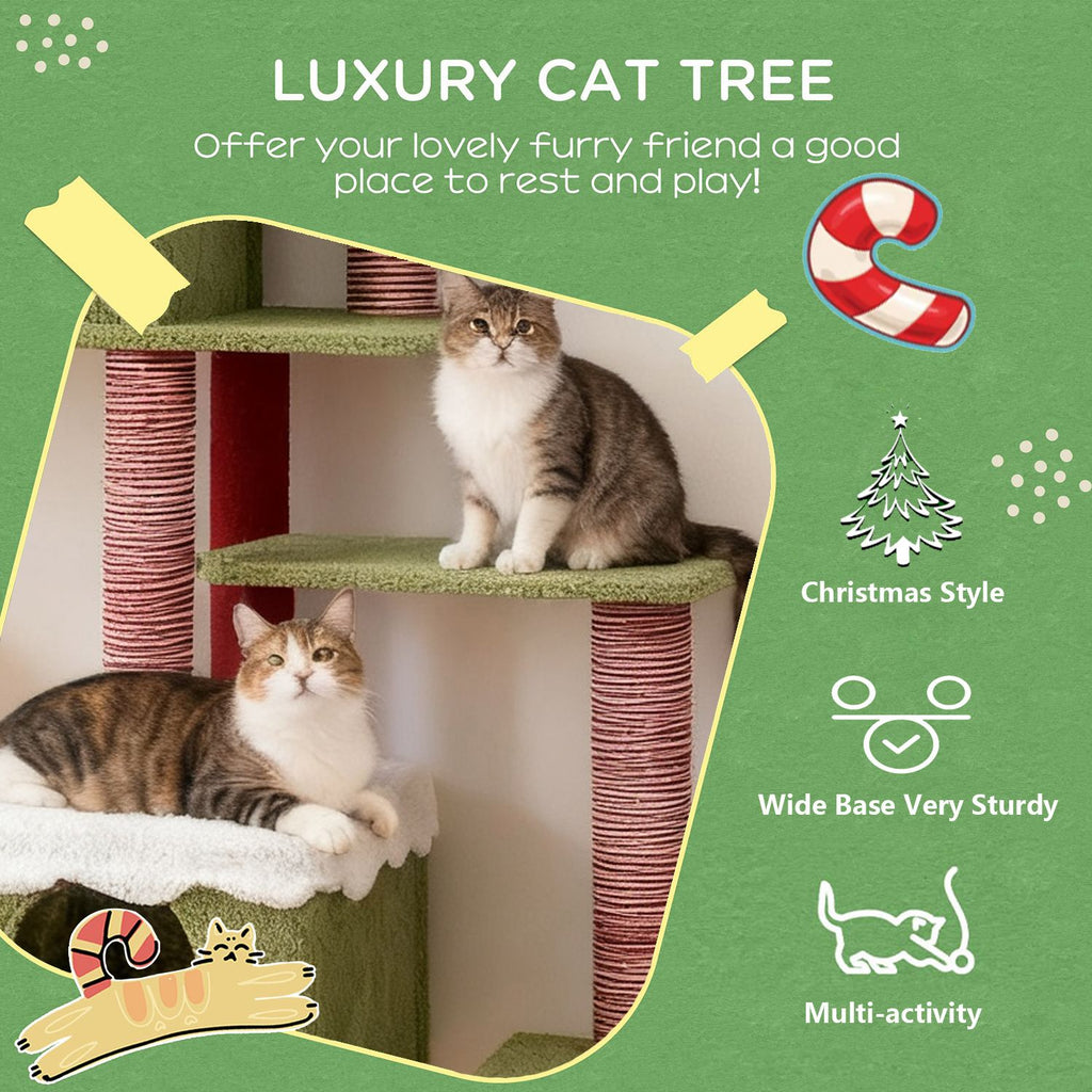 Festive Christmas Cat Tree with Multi-Level Fun