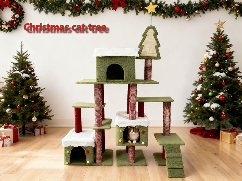 Festive Christmas Cat Tree with Multi-Level Fun