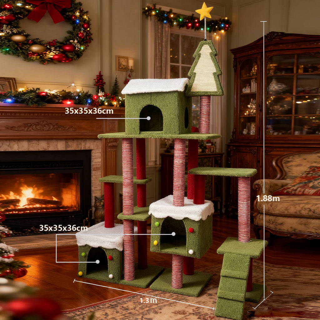 Festive Christmas Cat Tree with Multi-Level Fun