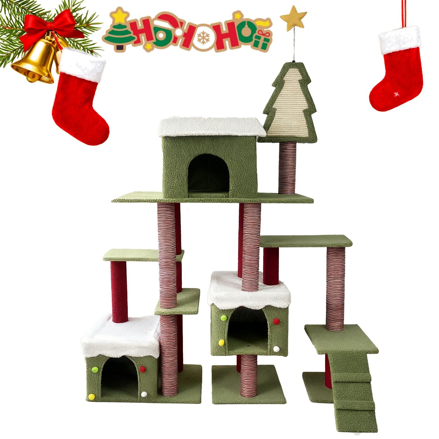 Festive Christmas Cat Tree with Multi-Level Fun