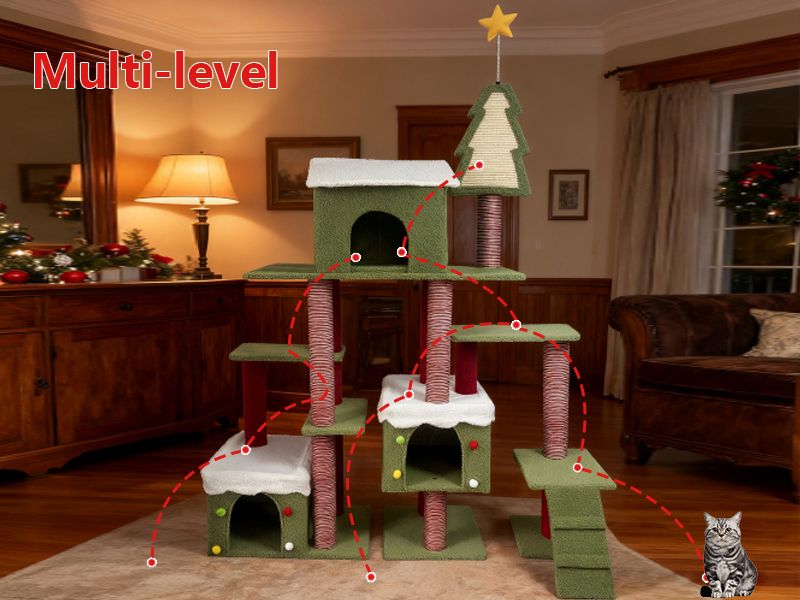 Festive Christmas Cat Tree with Multi-Level Fun