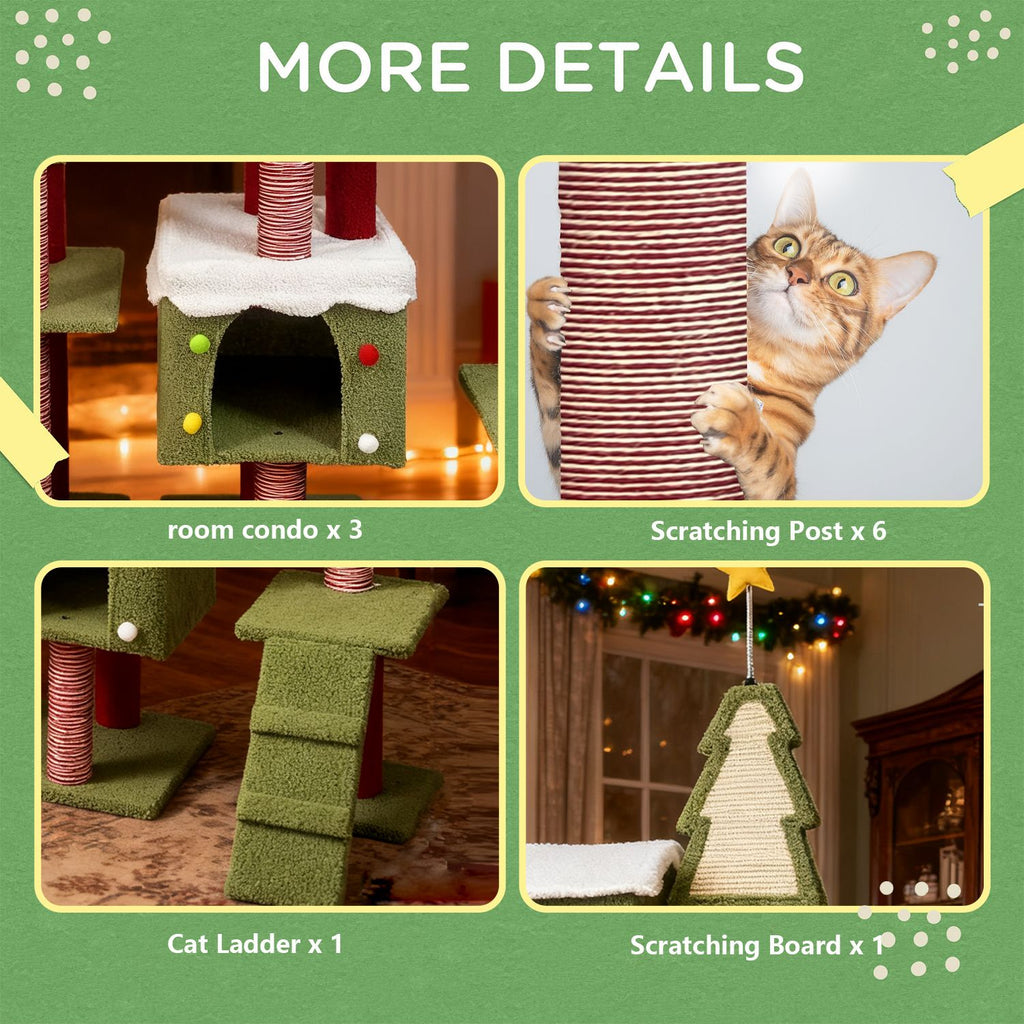 Festive Christmas Cat Tree with Multi-Level Fun