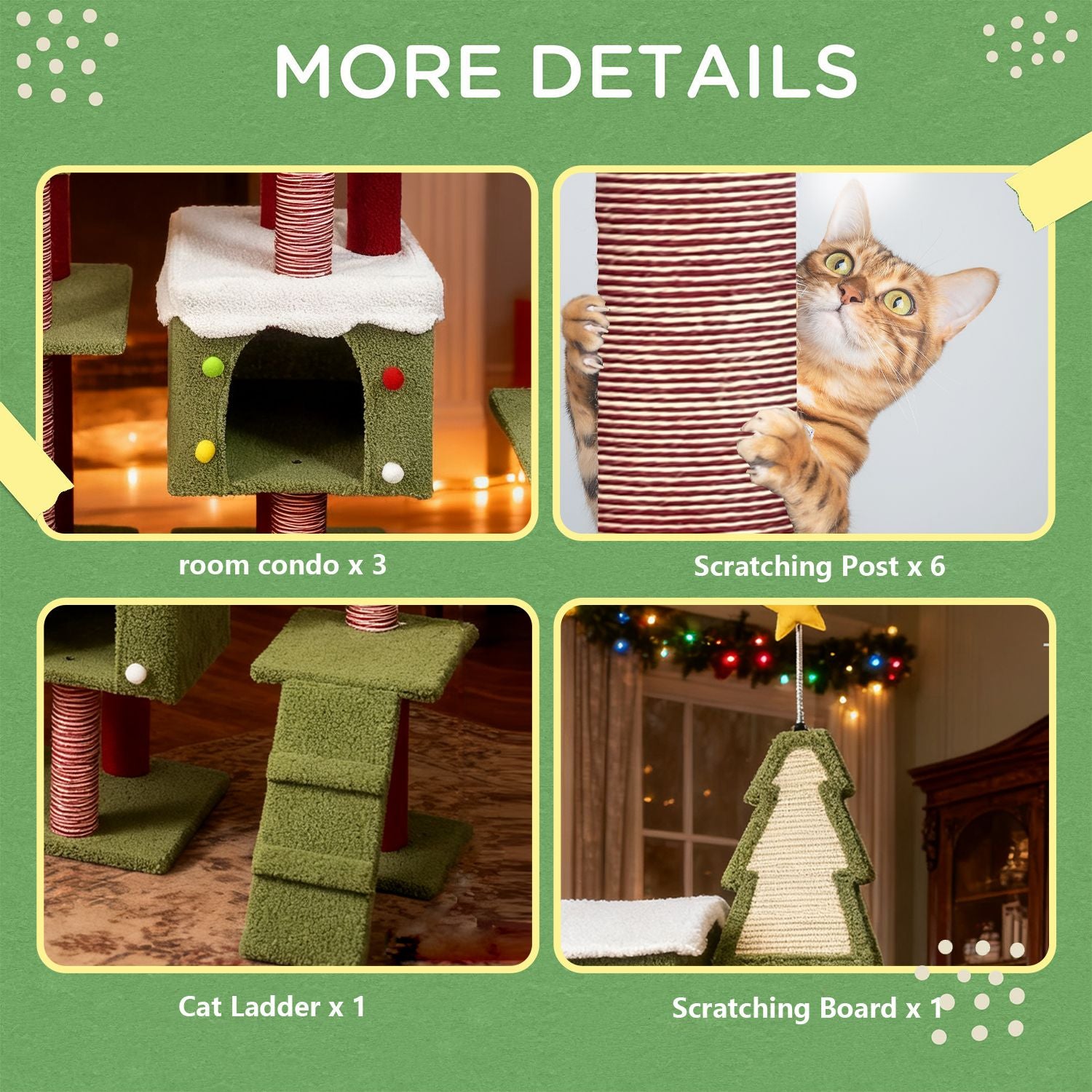 Festive Christmas Cat Tree with Multi-Level Fun