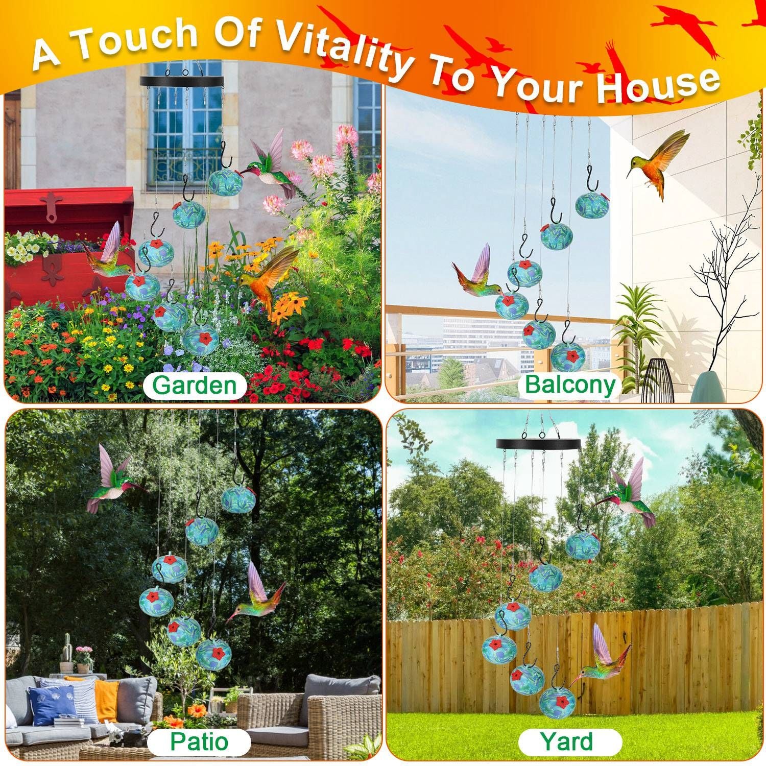 Hummingbird Feeder with Multiple Feeding Spots & Decorative Design