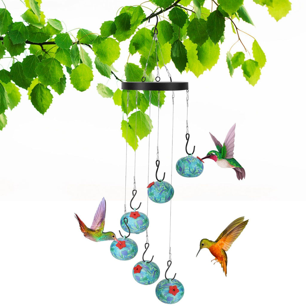 Innovative Wind Chime Hummingbird Feeder with Vibrant Color & Tongue Protection