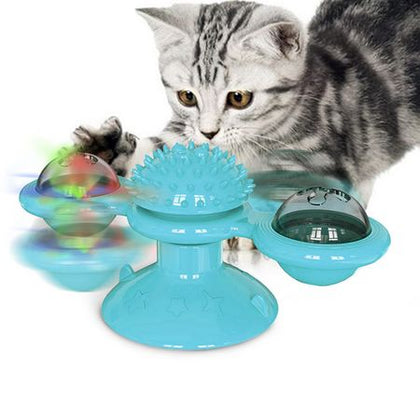 Interactive Windmill Cat Toy with Light & Catnip Ball
