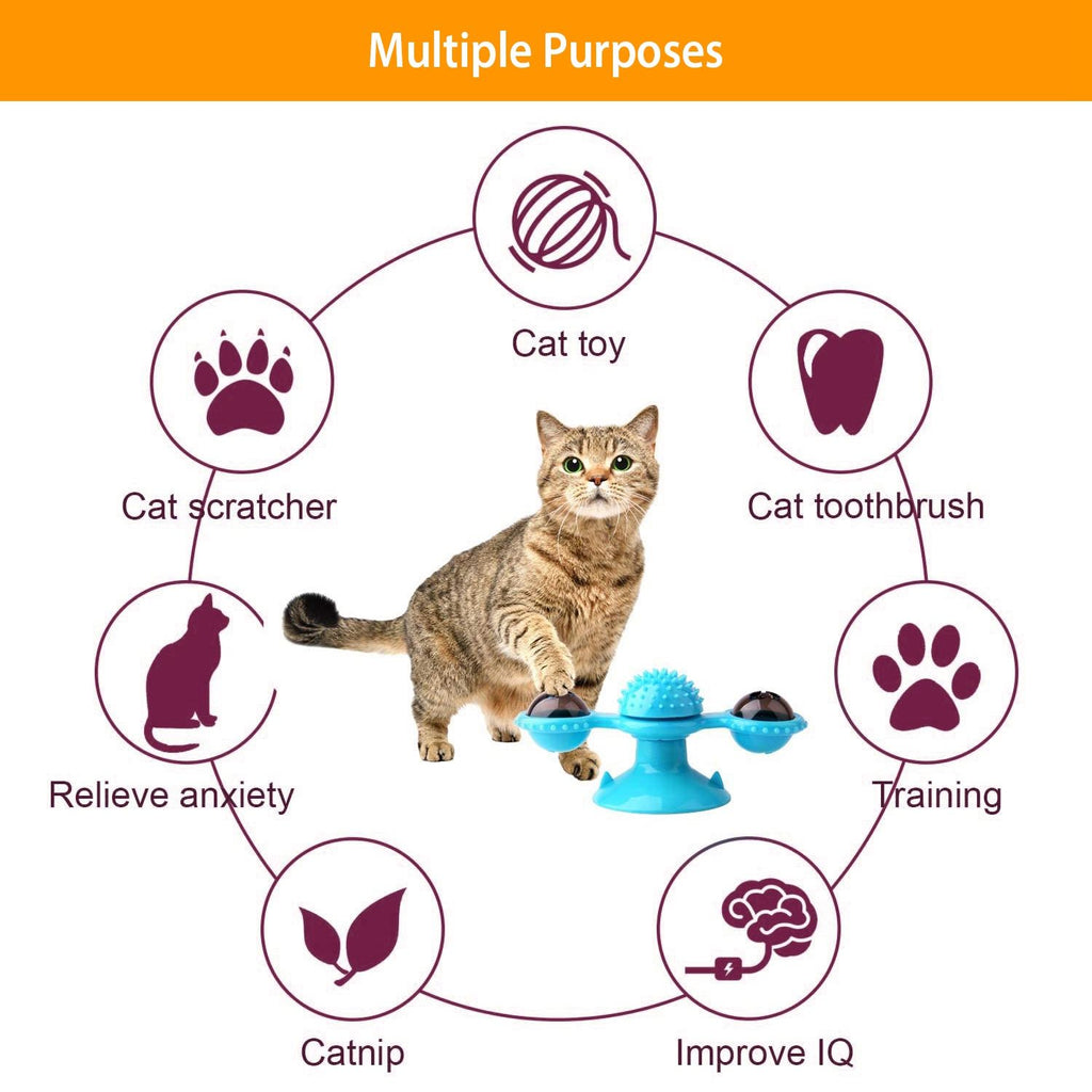 Interactive Windmill Cat Toy with Light & Catnip Ball