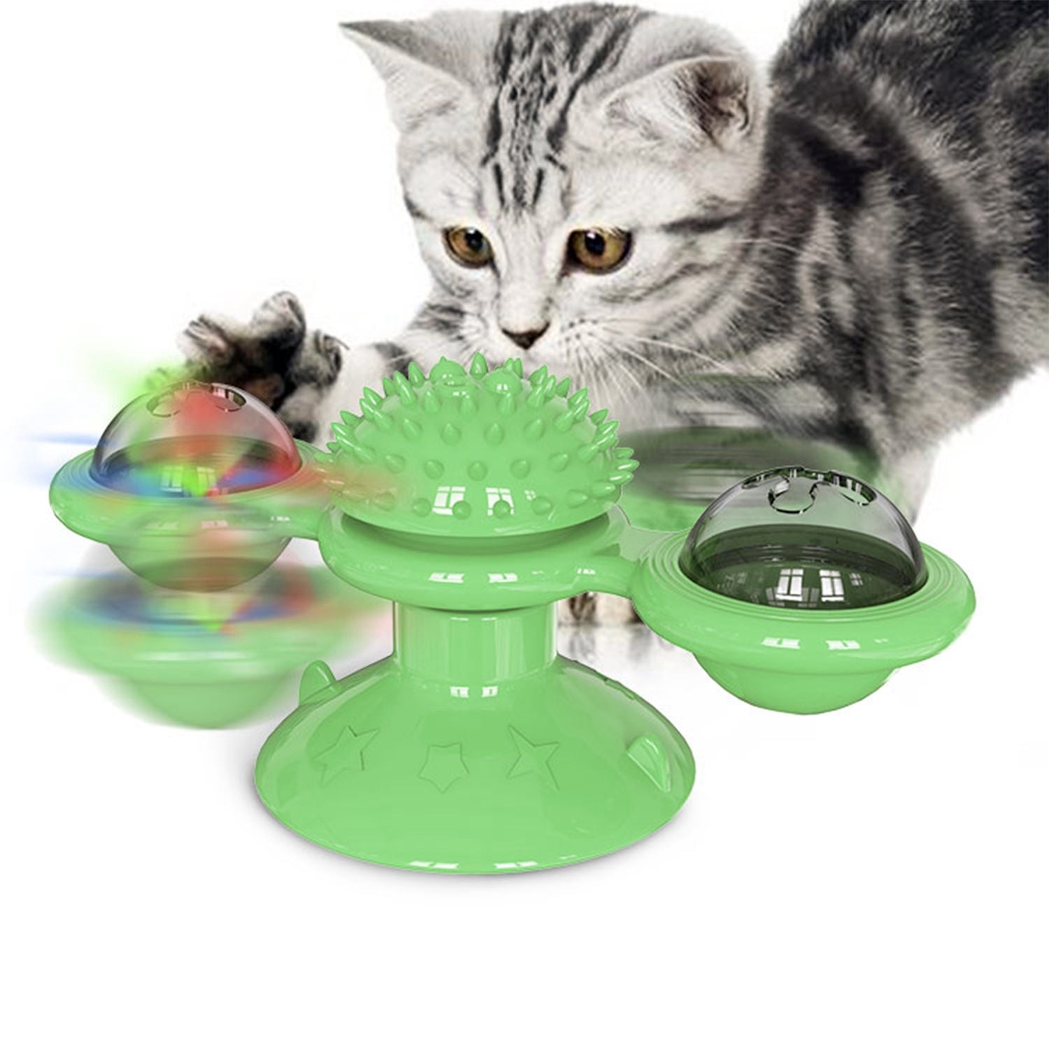Interactive Windmill Cat Toy with Light & Catnip Ball