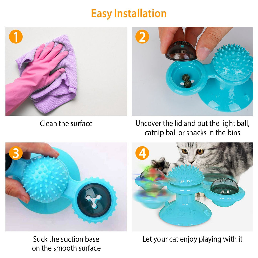 Interactive Windmill Cat Toy with Light & Catnip Ball