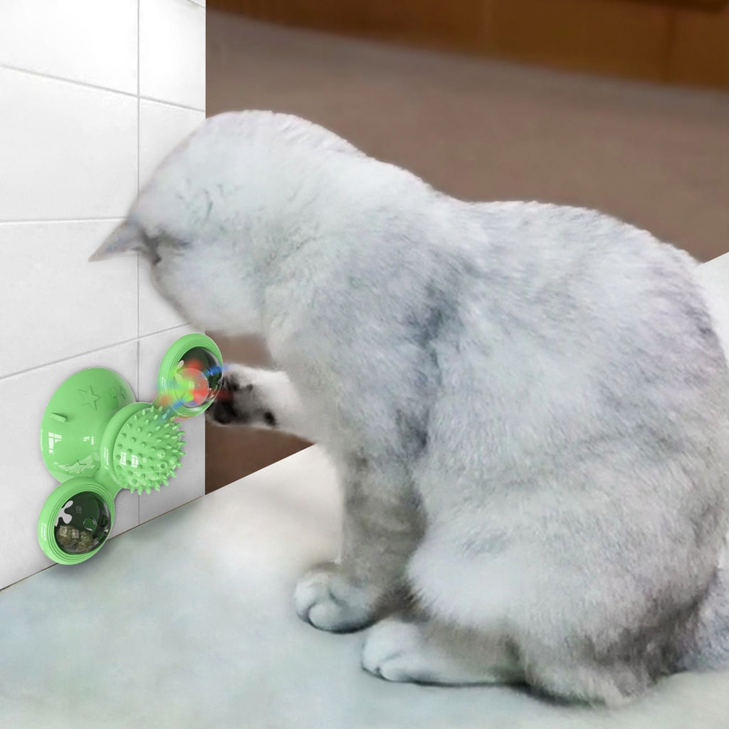 Interactive Windmill Cat Toy with Light & Catnip Ball