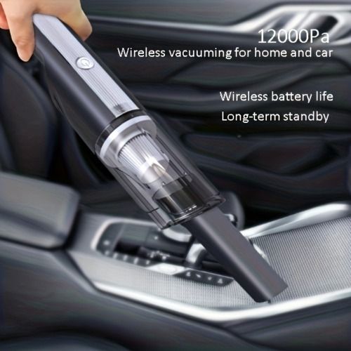 Wireless Silver Car Vacuum Cleaner – Powerful Suction for Pet Hair Removal
