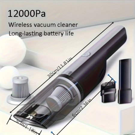 Wireless Silver Car Vacuum Cleaner – Powerful Suction for Pet Hair Removal