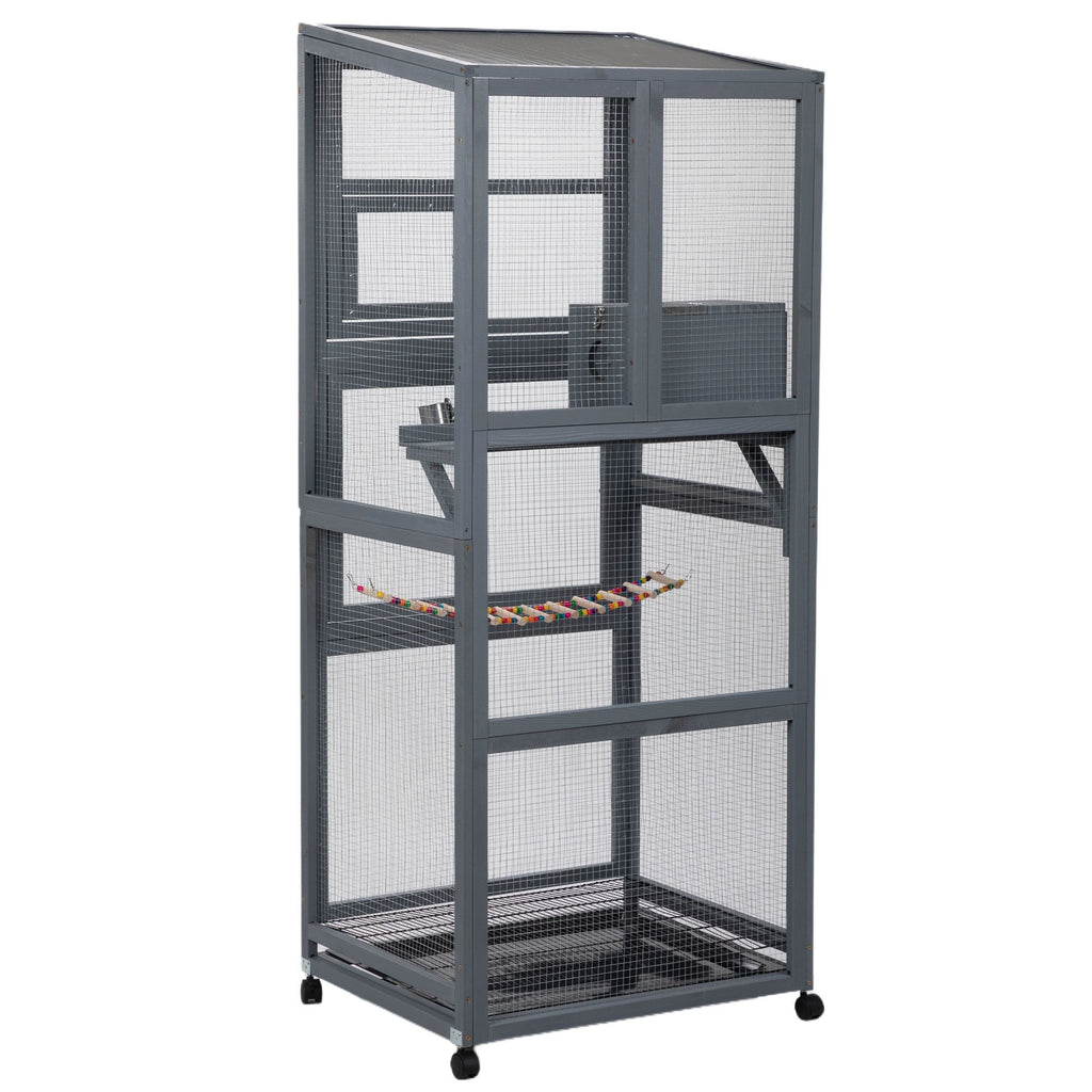Wood Bird Cage with Universal Wheels