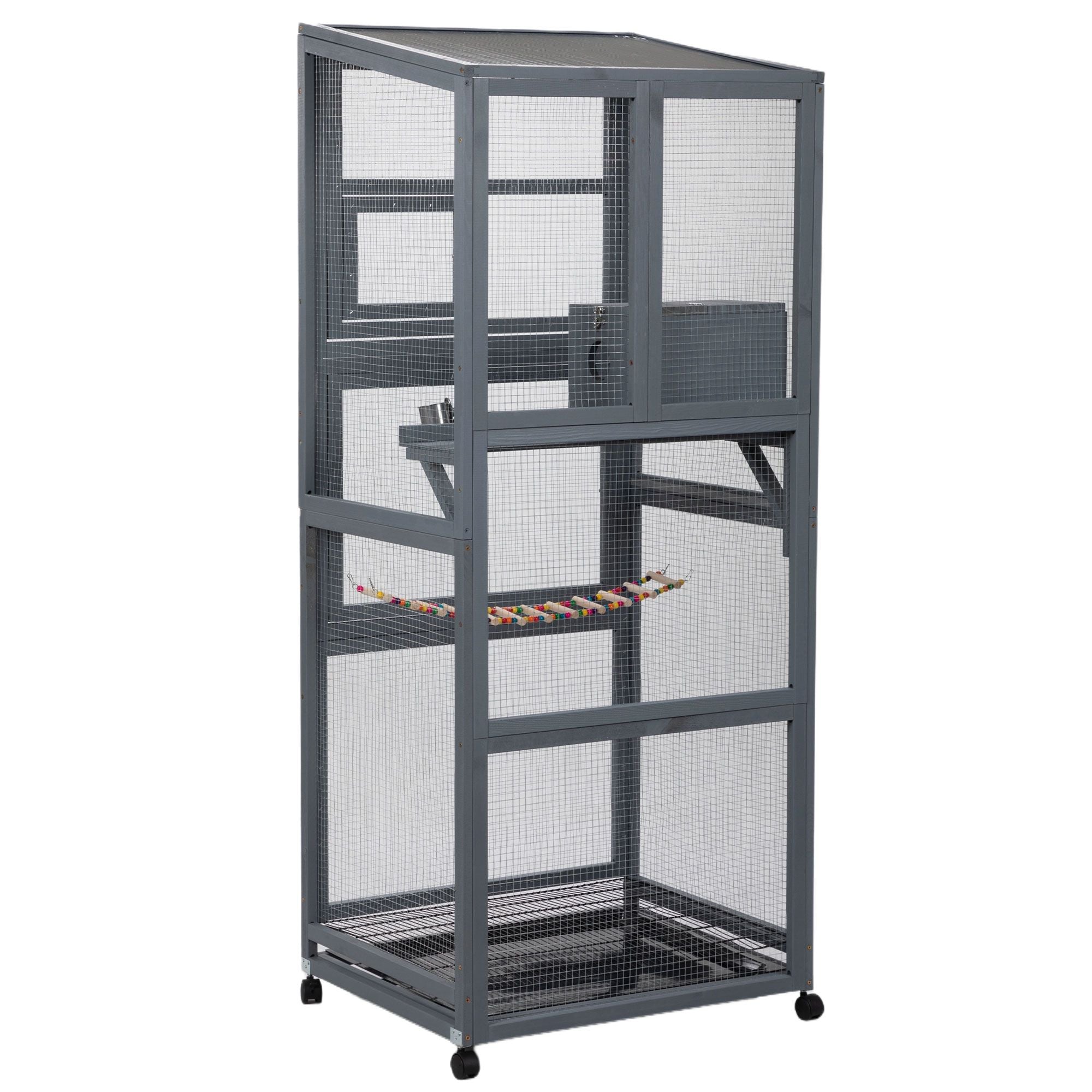 Wood Bird Cage with Universal Wheels
