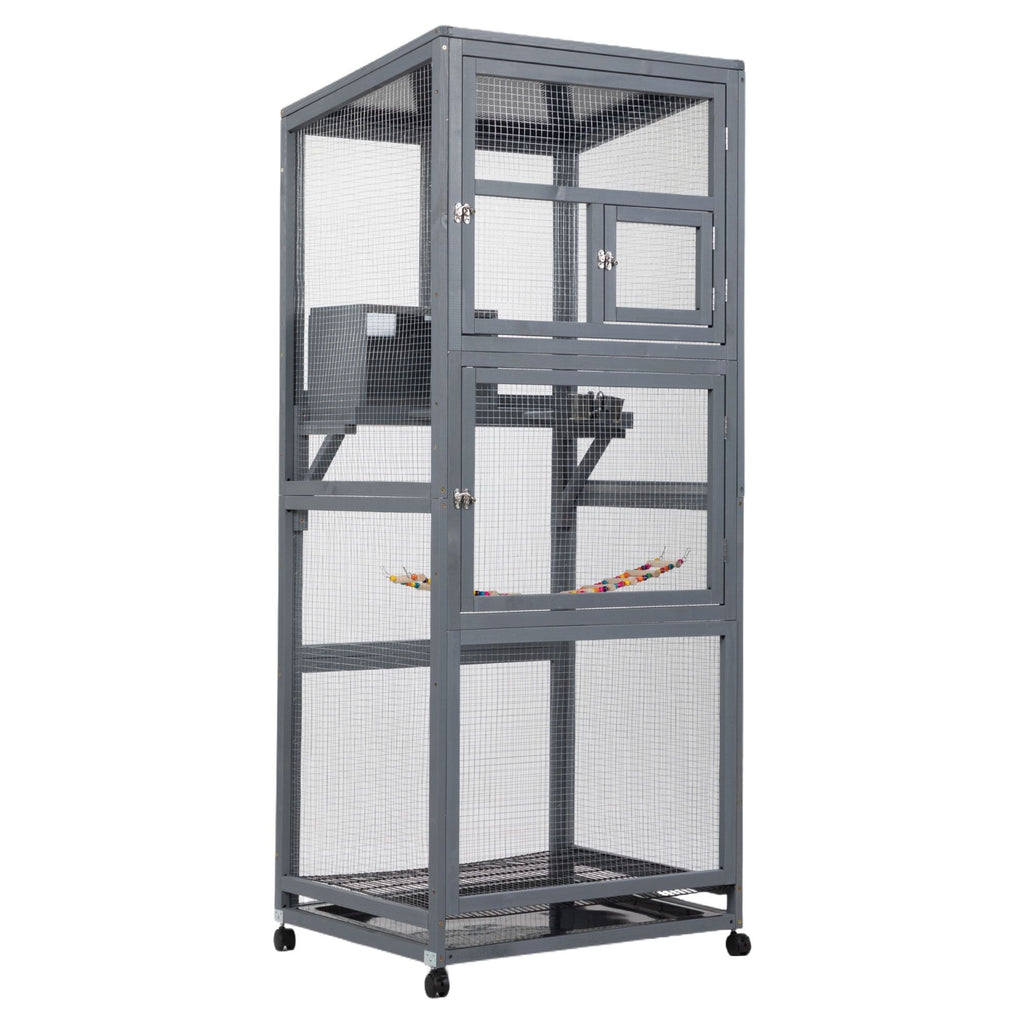 Wood Bird Cage with Universal Wheels