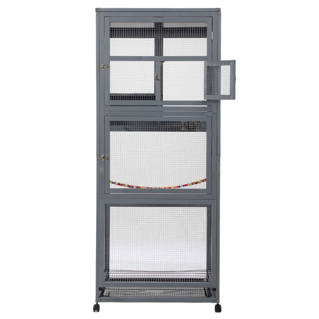Wood Bird Cage with Universal Wheels