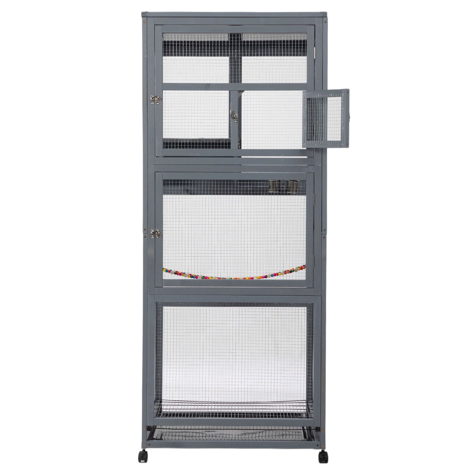 Wood Bird Cage with Universal Wheels