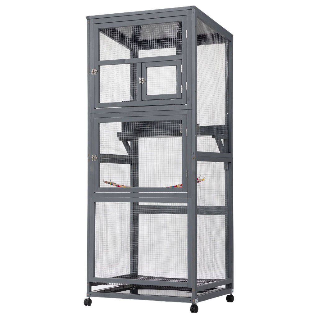 Wood Bird Cage with Universal Wheels