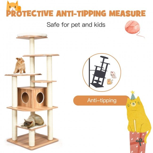 Elevate Your Cat’s Playtime: Modern Multi-Level Cat Tree with Cozy Perches