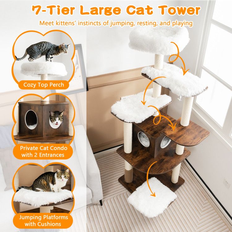 Elevate Your Cat’s Playtime: Modern Multi-Level Cat Tree with Cozy Perches